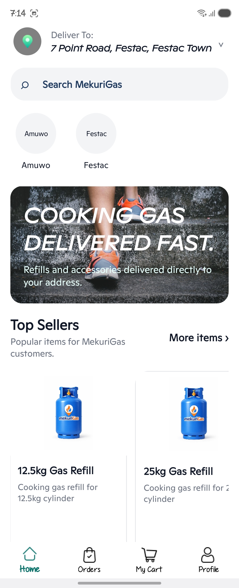 MekuriGas mobile app home screen